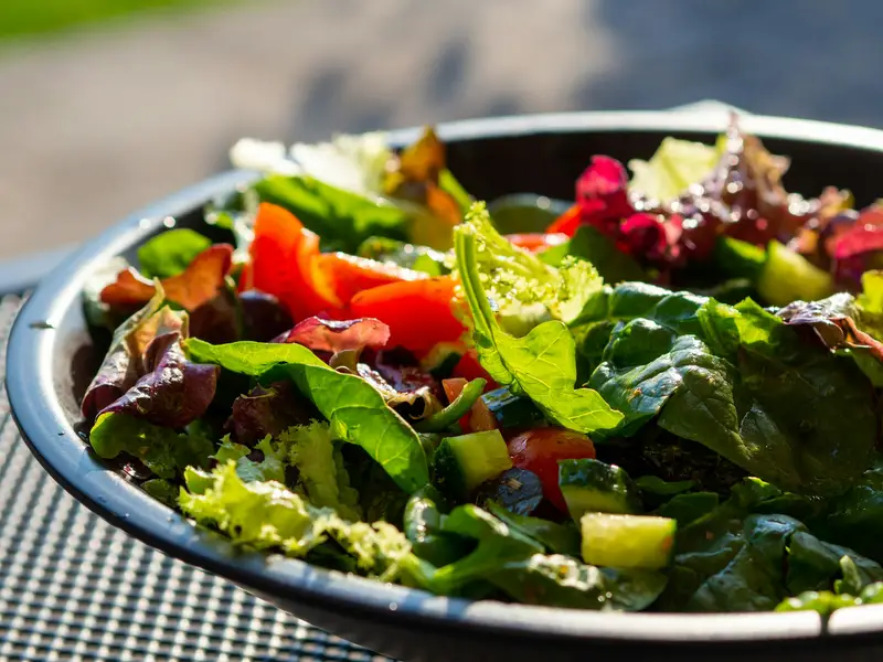 A plate of leafy vegetable salad